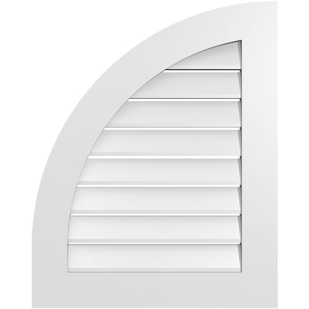 Ekena Millwork Quarter Round Top Left Surface Mount PVC Gable Vent w/ 3-1/2"W x 1"P Standard Frame, 24"W x 30"H GVPQL24X3001SF